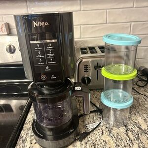 Ninja Black Ice Cream Maker with Blue and Green Lids